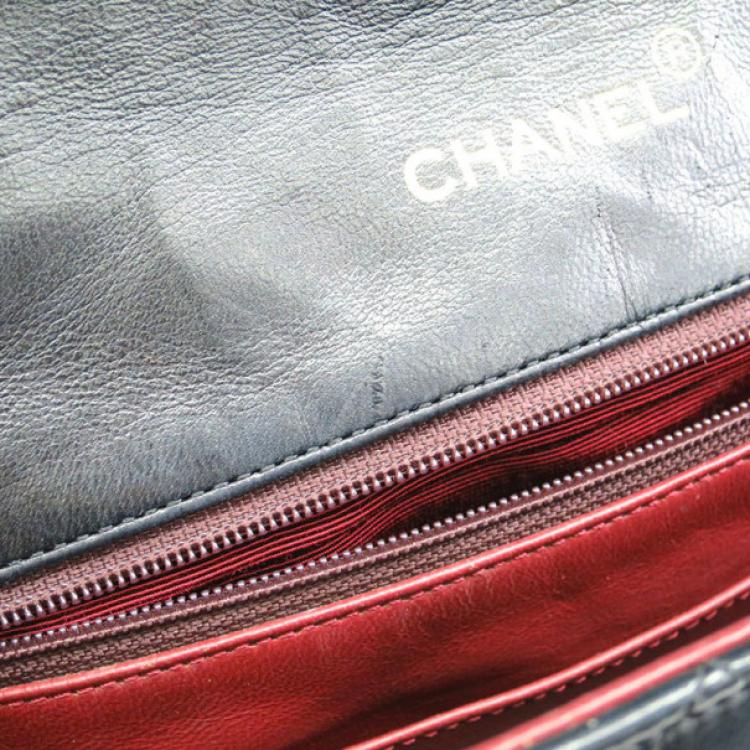 Pre Owned Chanel Black Lambskin Single Flap Bag Shoulder Bag