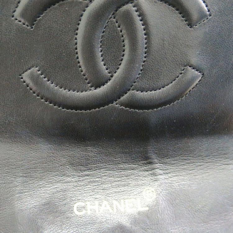 Pre Owned Chanel Black Lambskin Single Flap Bag Shoulder Bag