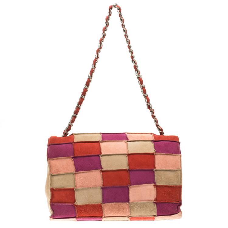 Pre Owned Chanel Multicolor Patchwork Suede Small Reissue Flap Shoulder Bag