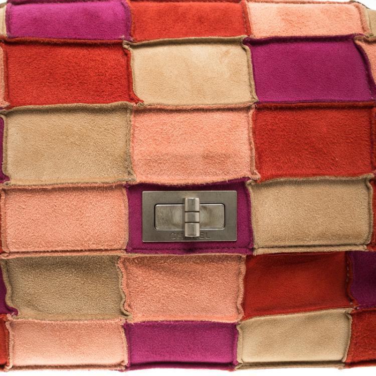 Pre Owned Chanel Multicolor Patchwork Suede Small Reissue Flap Shoulder Bag