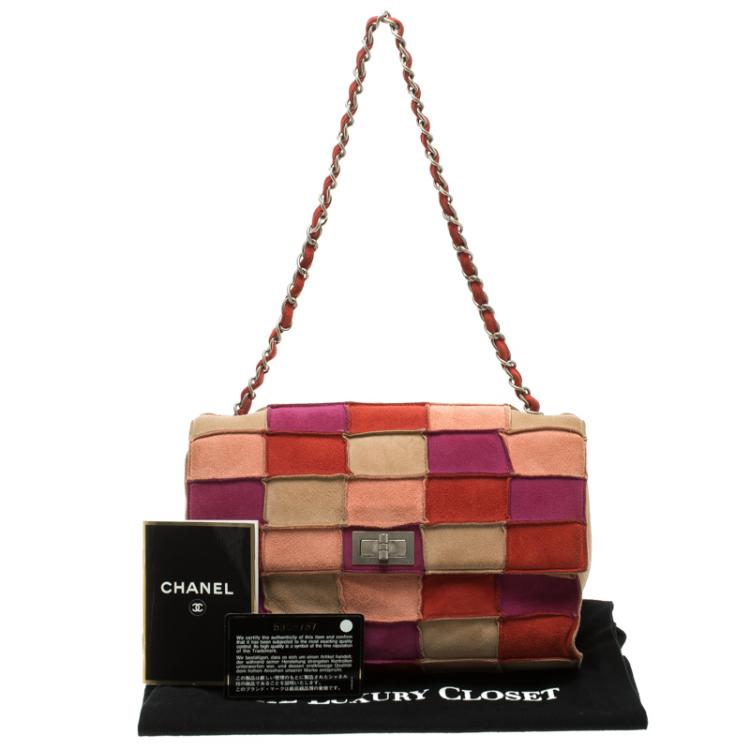 Pre Owned Chanel Multicolor Patchwork Suede Small Reissue Flap Shoulder Bag