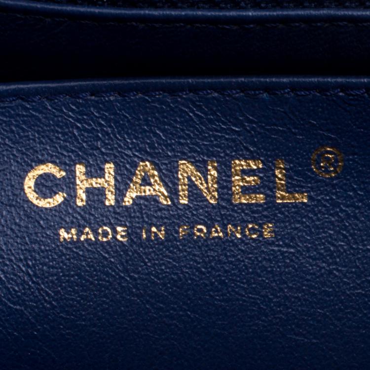 Pre Owned Chanel Blue Leather Maxi Jumbo XL Classic Flap Bag