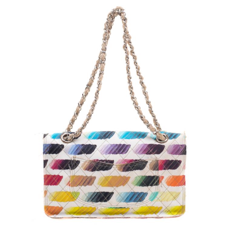 Pre Owned Chanel Multicolor Watercolor Colorama Canvas Medium Classic Flap Bag