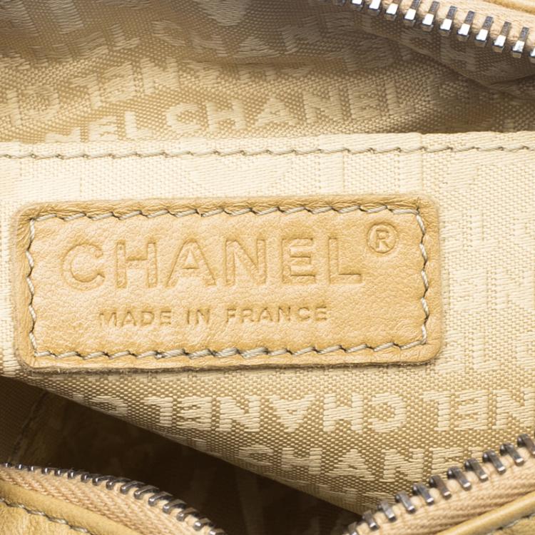 Pre Owned Chanel Light Brown Chocolate Bar Leather CC Wristlet Clutch