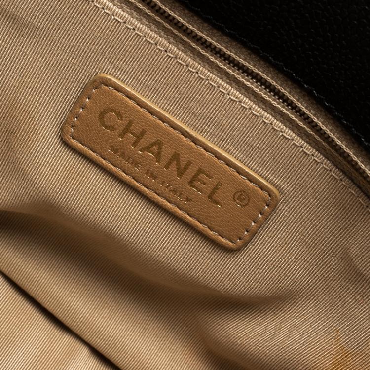 Pre Owned Chanel Black Quilted Wild Stitch Caviar Leather Classic Flap Shoulder Bag