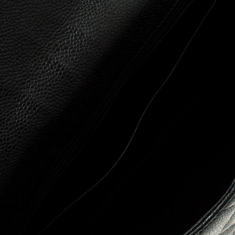 Pre Owned Chanel Black Quilted Caviar Leather Jumbo Classic Single Flap Bag