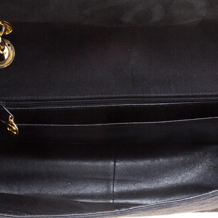 Pre Owned Chanel Black Quilted Canvas Maxi Vintage Classic Single Flap Bag