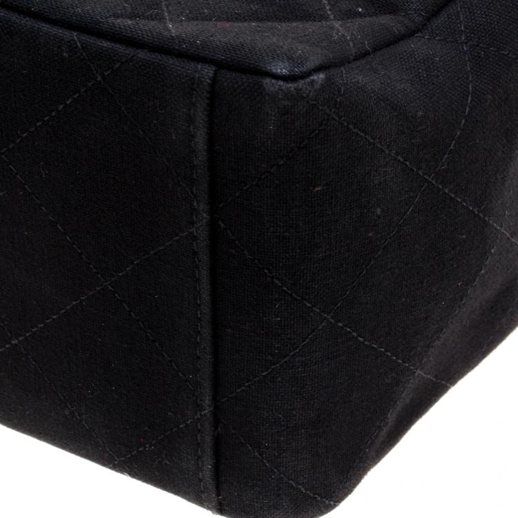 Pre Owned Chanel Black Quilted Canvas Maxi Vintage Classic Single Flap Bag