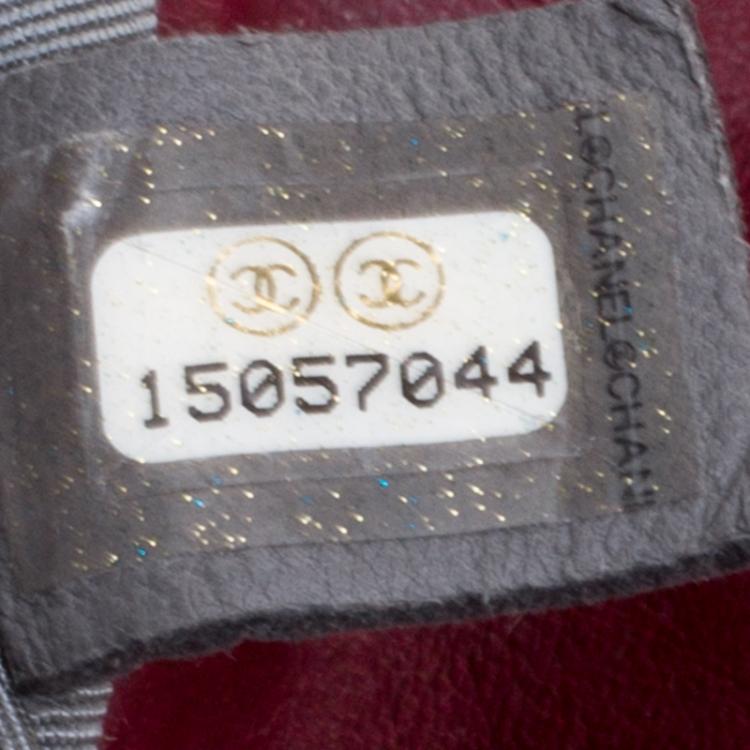 Pre Owned Chanel Burgundy Crinkled Leather Ultra Stitch Classic Flap Bag