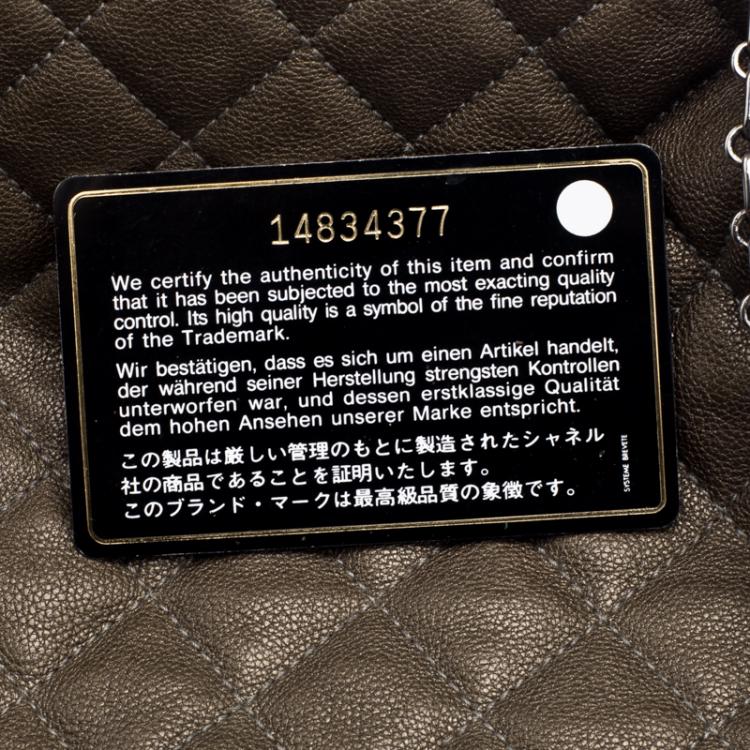 Pre Owned Chanel Dark Beige Quilted Caviar Leather Large Just Mademoiselle Bowling Bag