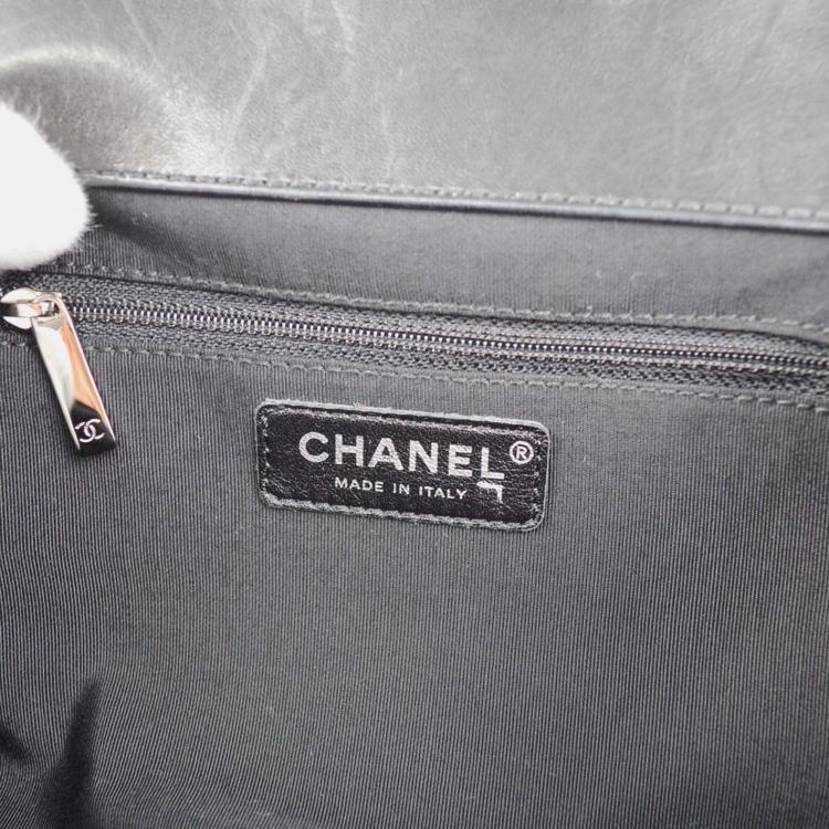 Pre Owned Chanel Black Tweed Shoulder Bag