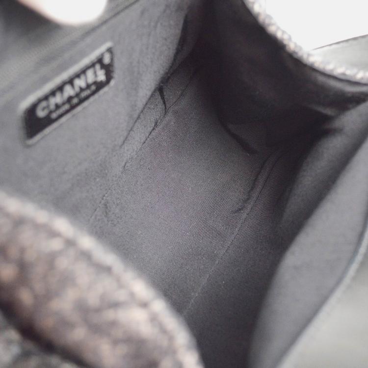 Pre Owned Chanel Black Tweed Shoulder Bag