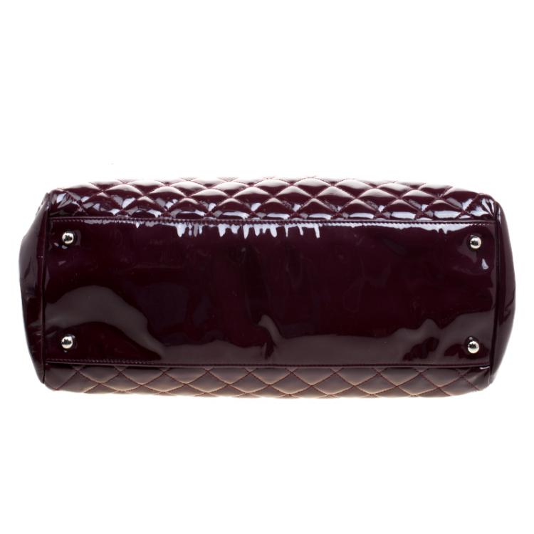 Pre Owned Chanel Burgundy Quilted Patent Leather Just Mademoiselle Bowling Bag