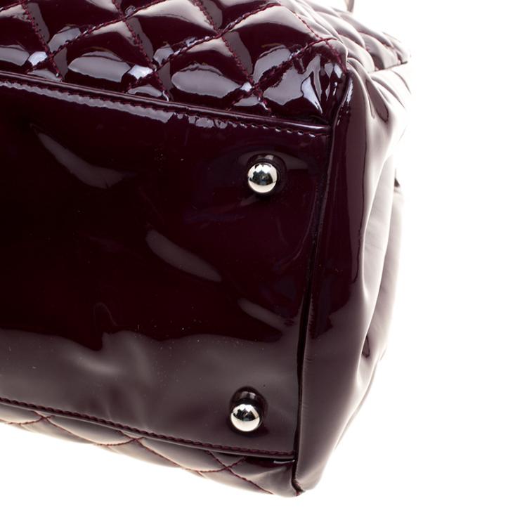 Pre Owned Chanel Burgundy Quilted Patent Leather Just Mademoiselle Bowling Bag