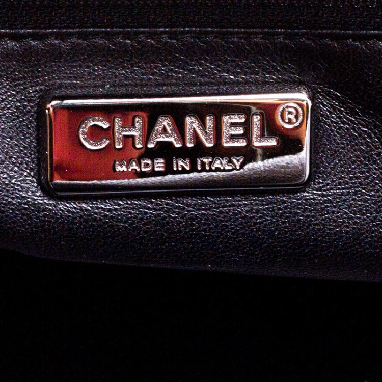 Pre Owned Chanel Black Leather Large Chain Trim Luxe Ligne Bowler Boston Bag