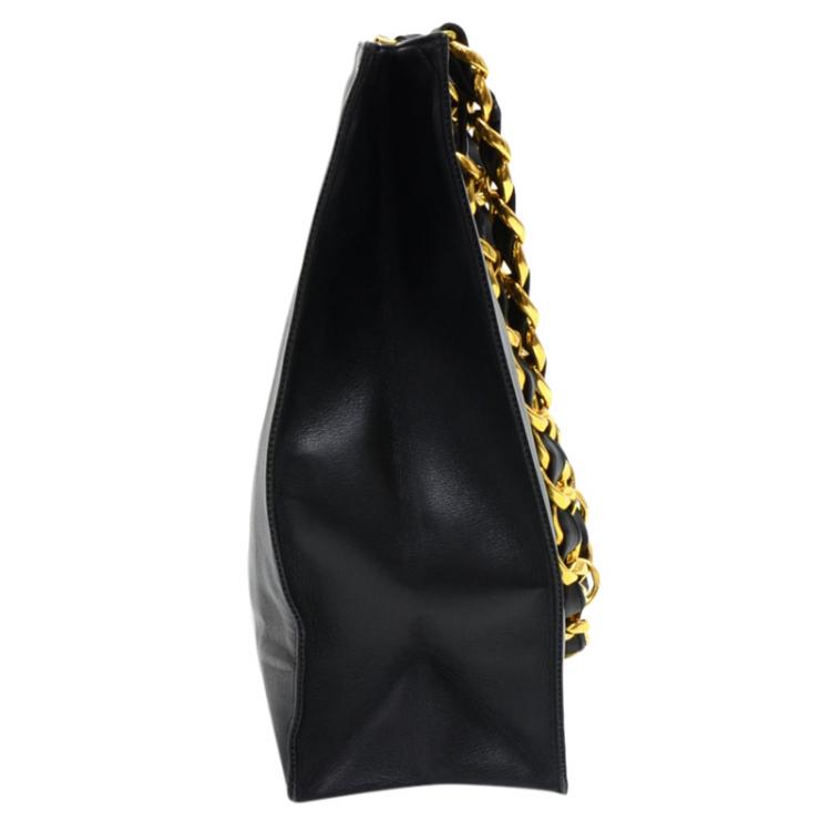 Pre Owned Chanel Black Leather CC Vintage Shopper Tote