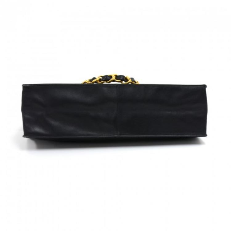 Pre Owned Chanel Black Leather CC Vintage Shopper Tote