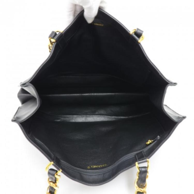 Pre Owned Chanel Black Leather CC Vintage Shopper Tote