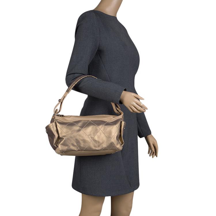 ♦CHANEL♦Paris-Biarritz Hobo CHANEL Paris Biarritz Gold Quilted Leather & Canvas Soft