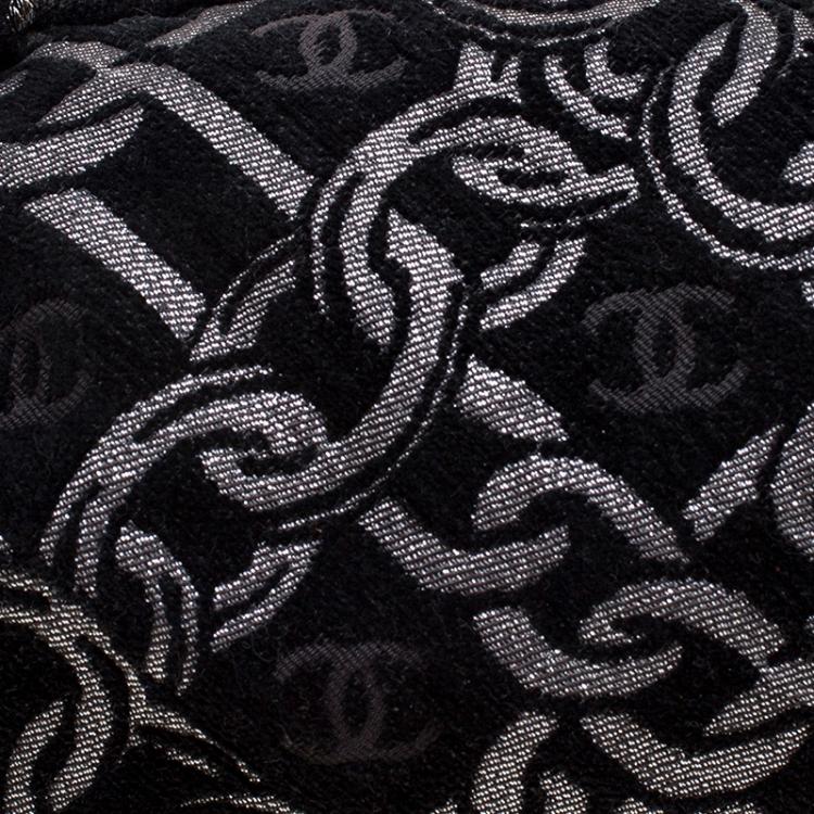 Pre Owned Chanel Black/Silver Denim Chain Print CC Satchel