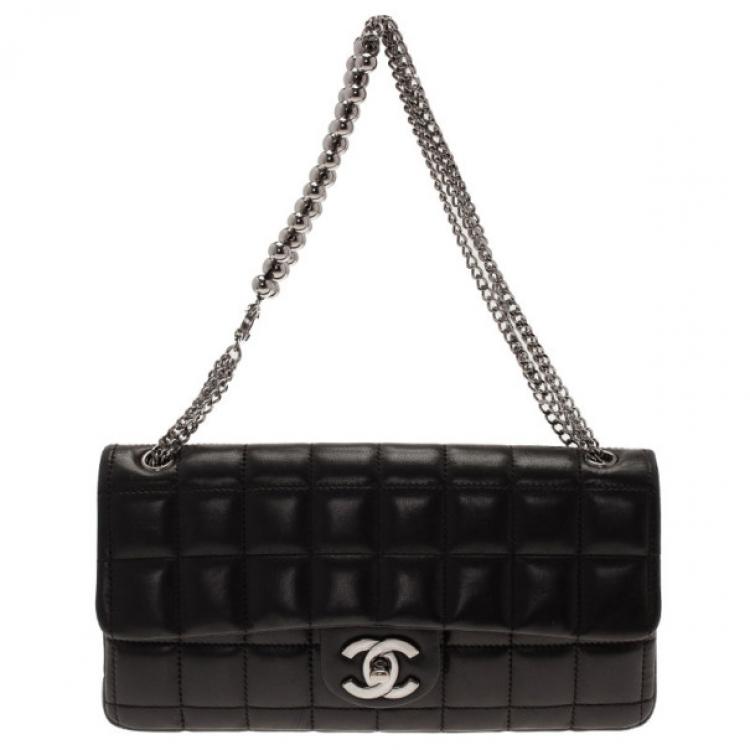 East west chocolate bar leather handbag Chanel Black in Leather