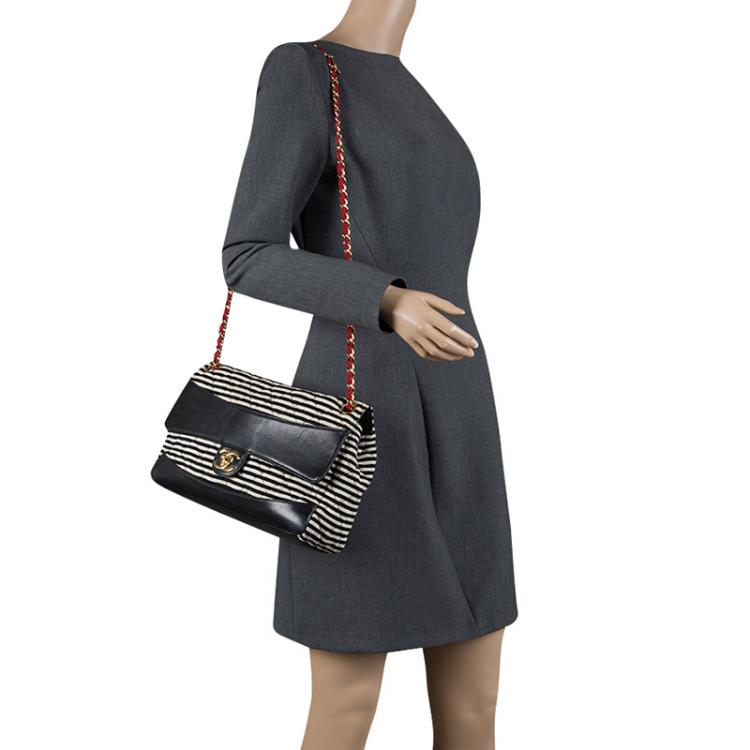 Chanel Black/White Striped Jersey and Leather Coco Sailor Shoulder Bag  Chanel | The Luxury Closet