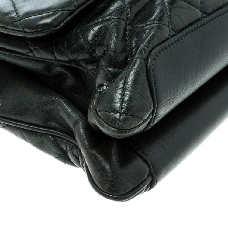 Pre Owned Chanel Dark Green Quilted Leather Classic Flap Shoulder Bag