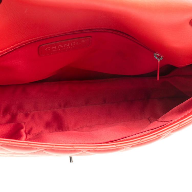 Pre Owned Chanel Red Quilted Leather Maxi 3 Classic Flap Bag