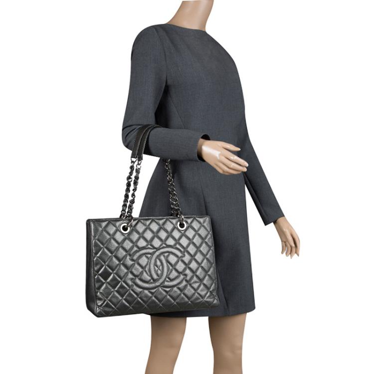 CHANEL GRAY GRAND SHOPPER TOTE