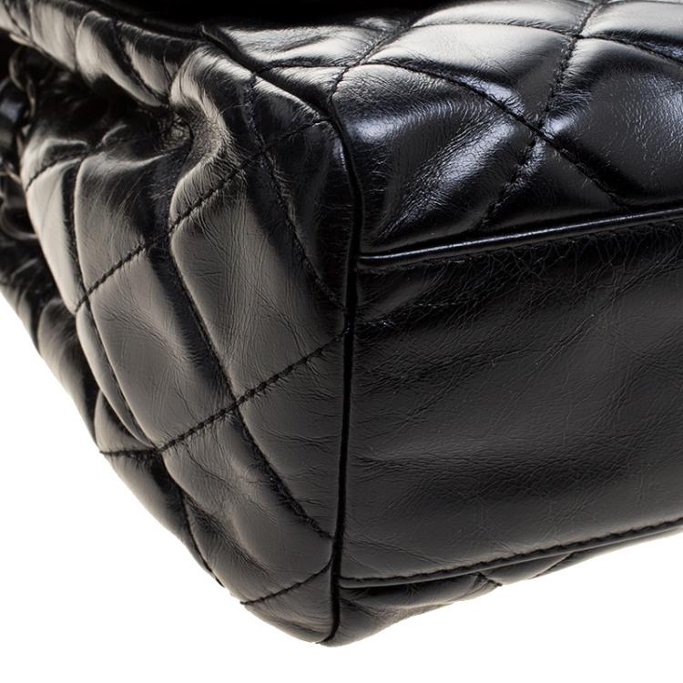 Pre Owned Chanel Black Quilted Leather Jumbo Classic Single Flap Bag