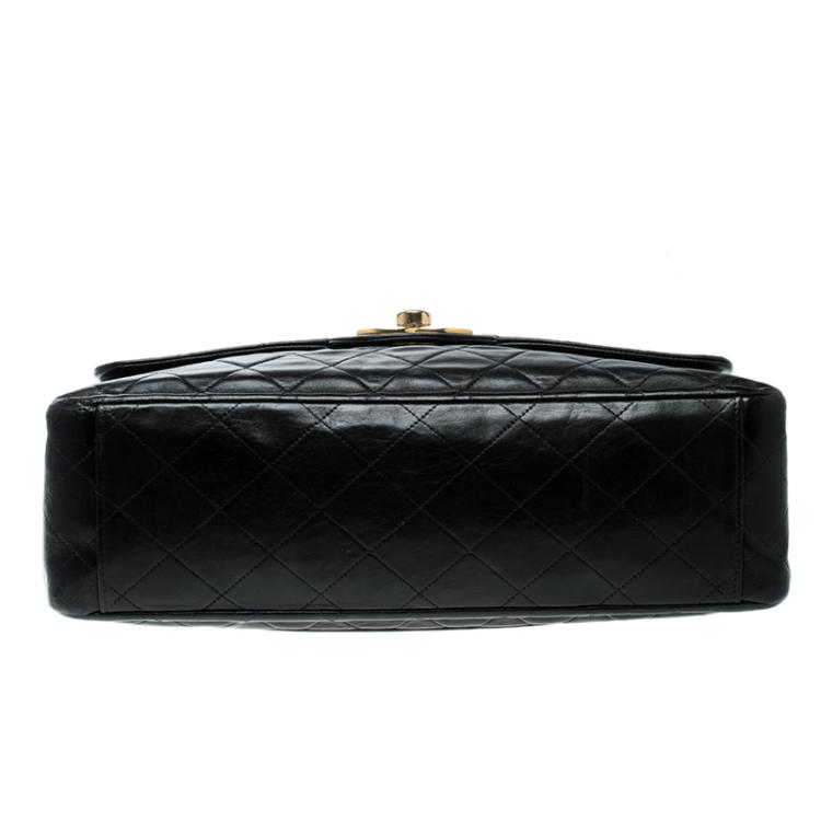 Pre Owned Chanel Black Quilted Leather Maxi Classic Single Flap Bag