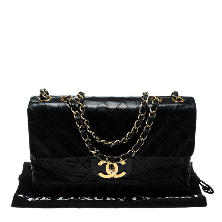 Pre Owned Chanel Black Quilted Leather Maxi Classic Single Flap Bag
