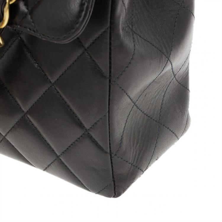 Pre Owned Chanel Black Lambskin Jumbo Classic Single Flap Shoulder Bag