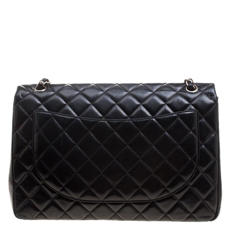 Pre Owned Chanel Black Quilted Leather Maxi Classic Single Flap Bag