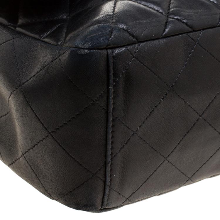 Pre Owned Chanel Black Quilted Leather Maxi Classic Single Flap Bag