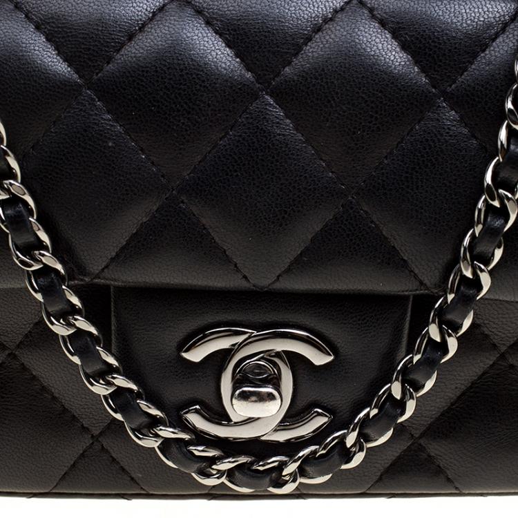 Pre Owned Chanel Black Quilted Leather Extra Mini Classic Single Flap Bag
