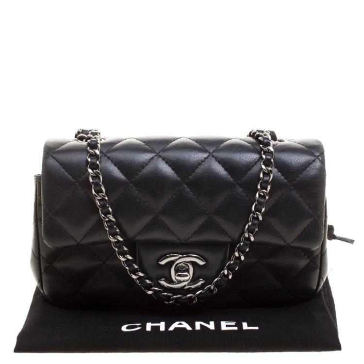 Pre Owned Chanel Black Quilted Leather Extra Mini Classic Single Flap Bag
