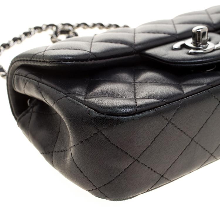 Pre Owned Chanel Black Quilted Leather Extra Mini Classic Single Flap Bag