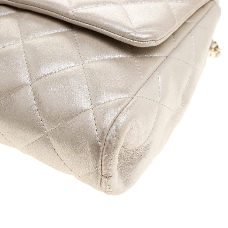 Pre Owned Chanel Light Gold Quilted Leather Classic Single Flap Bag