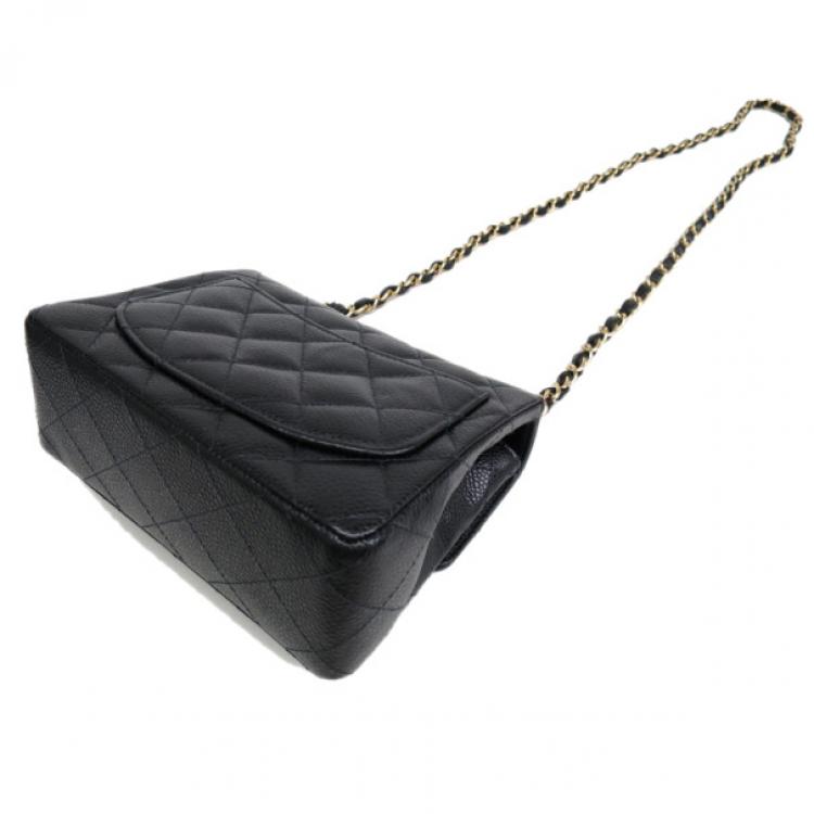 Pre Owned Chanel Black Mini Caviar Single Flap Shoulder Bag
