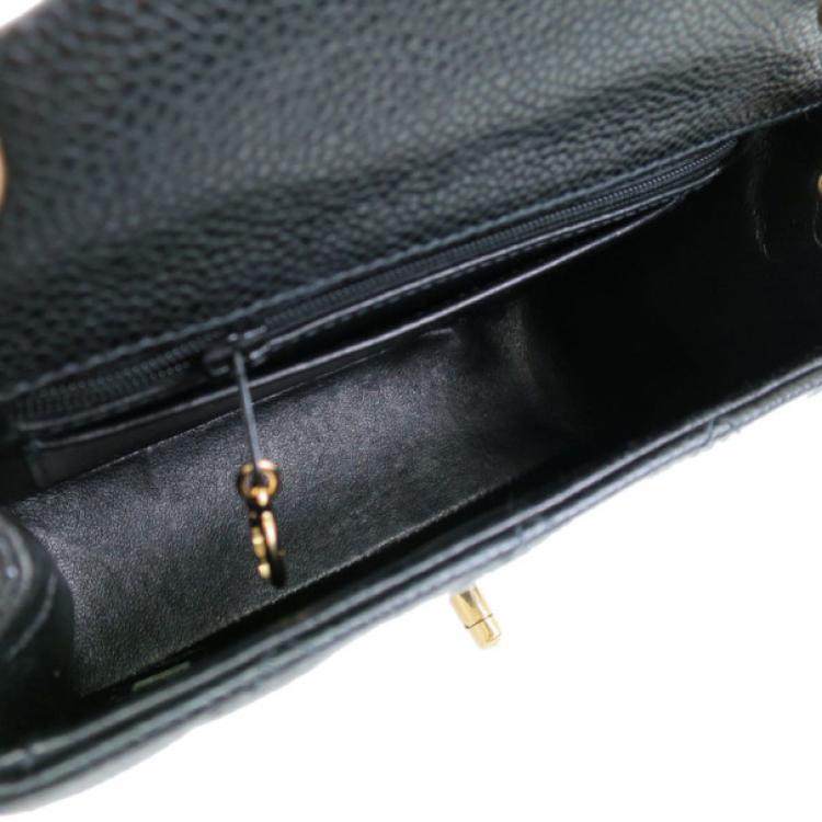 Pre Owned Chanel Black Mini Caviar Single Flap Shoulder Bag