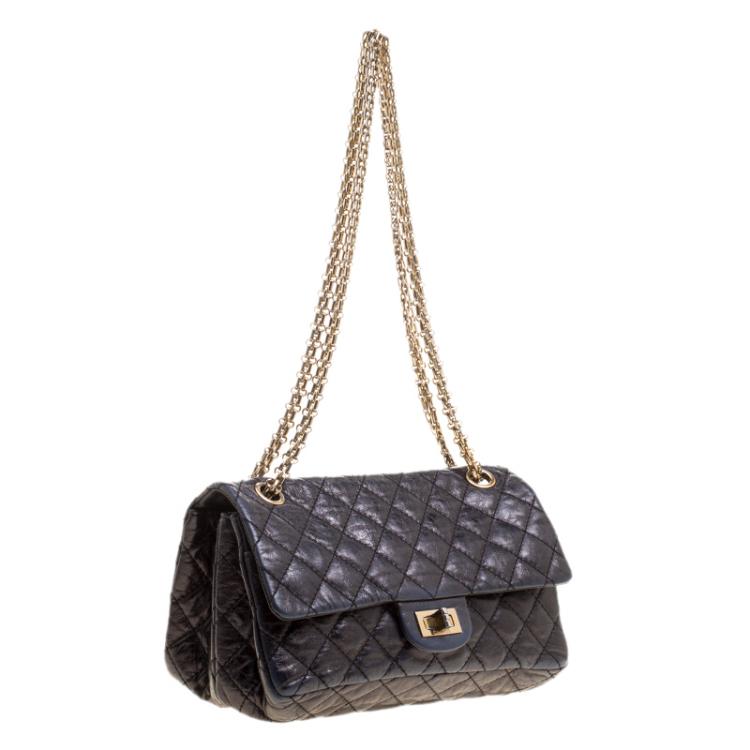 Pre Owned Chanel Black Quilted Leather Reissue Double Gusset Flap Bag