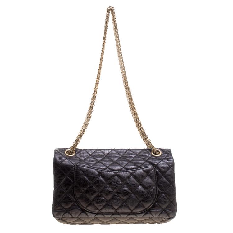 Pre Owned Chanel Black Quilted Leather Reissue Double Gusset Flap Bag