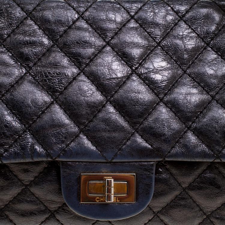 Pre Owned Chanel Black Quilted Leather Reissue Double Gusset Flap Bag