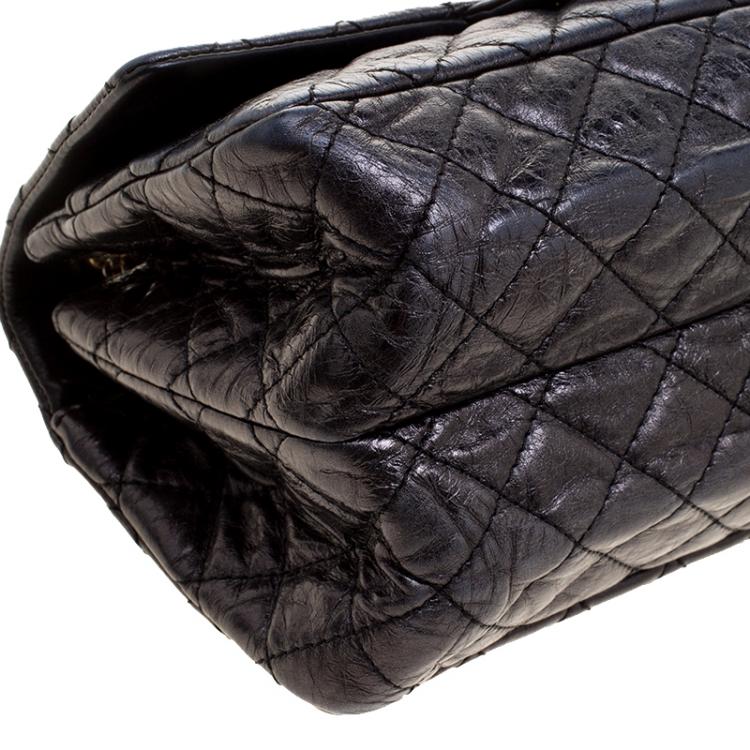Pre Owned Chanel Black Quilted Leather Reissue Double Gusset Flap Bag