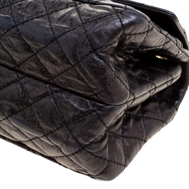 Pre Owned Chanel Black Quilted Leather Reissue Double Gusset Flap Bag