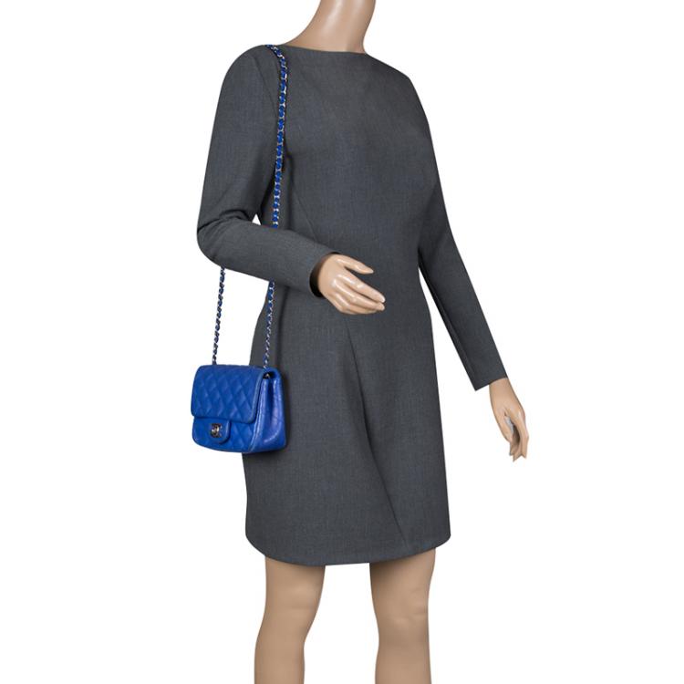 Pre Owned Chanel Blue Quilted Leather Mini Classic Single Flap Bag