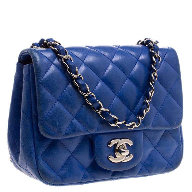 Pre Owned Chanel Blue Quilted Leather Mini Classic Single Flap Bag