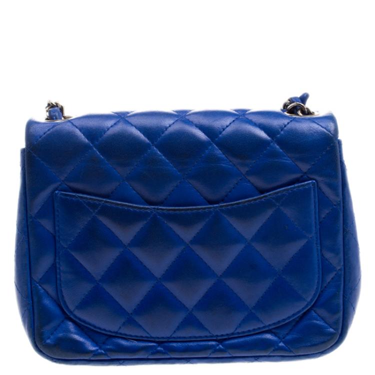 Pre Owned Chanel Blue Quilted Leather Mini Classic Single Flap Bag