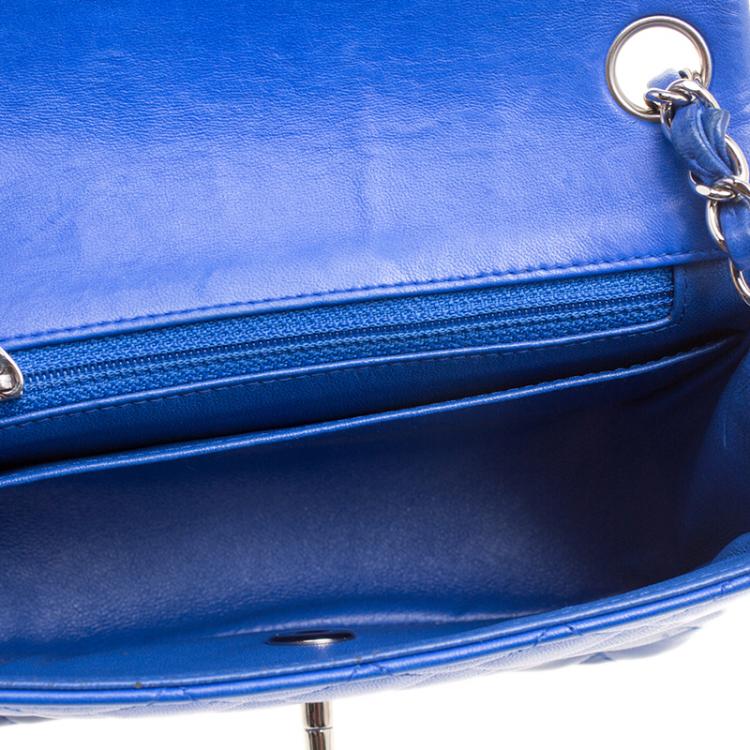 Pre Owned Chanel Blue Quilted Leather Mini Classic Single Flap Bag